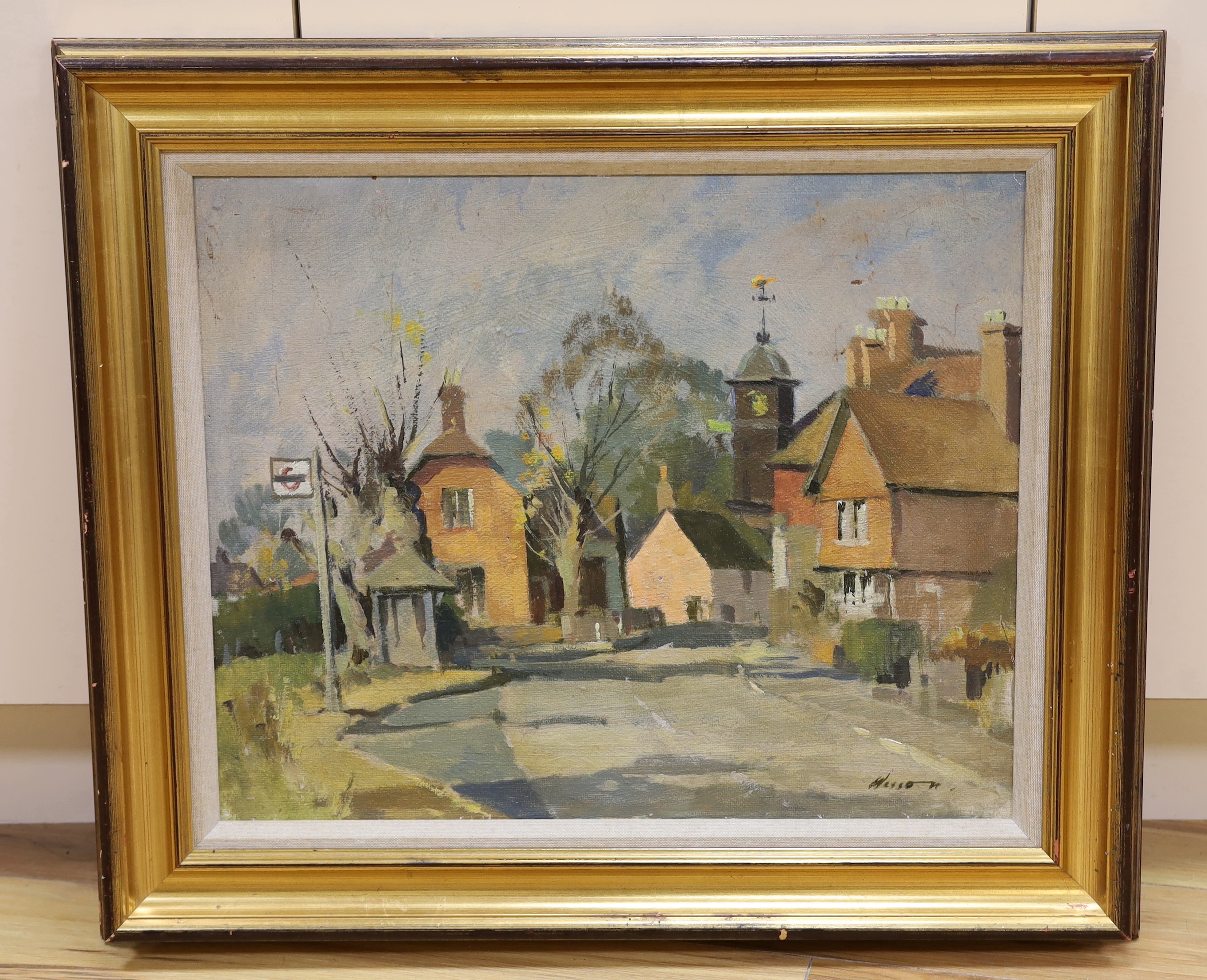 Edward Wesson (1910-1983), oil on canvas board, Abinger Hammer, signed, 46 x 56cm